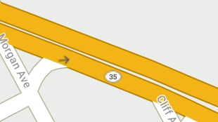 Map screenshot showing Divided Highways 