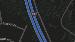 Map screenshot showing Interstates 