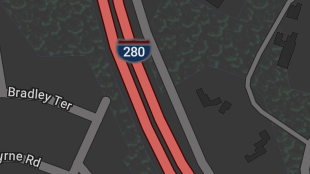 Map screenshot showing Interstates 