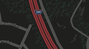 Map screenshot showing Interstates 