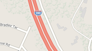 Map screenshot showing Interstates 