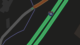 Map screenshot showing Toll Interstates 