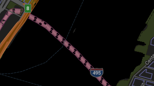 Map screenshot showing Toll Tunnels 